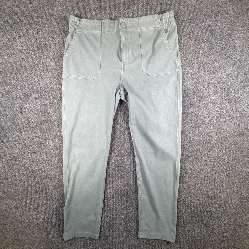 32 Degrees Heat Chino Pants Women's M 34x28 Sage Green Cotton Stretch Flat Front